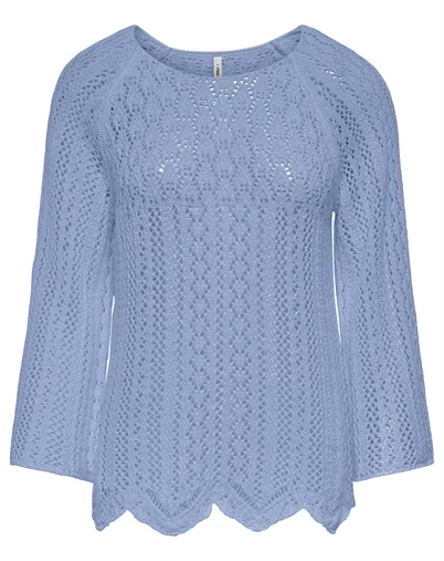 Only - ONLNola Loose O-Neck Strik - Light Blue